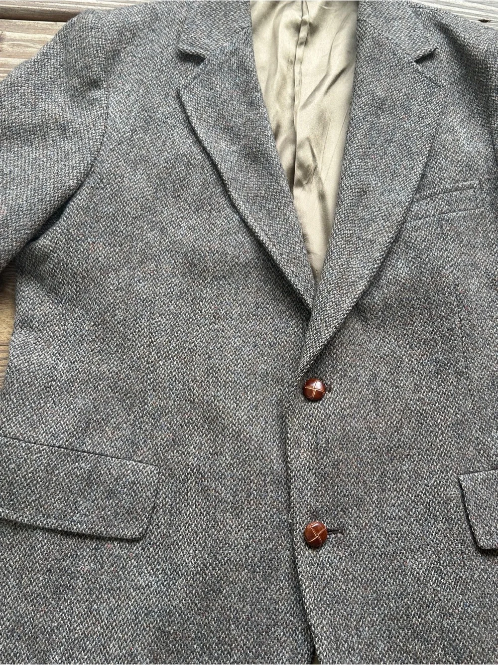 Pendleton Wool Tweed Blazer Sport Coat Brown Herringbone USA 44 Vintage